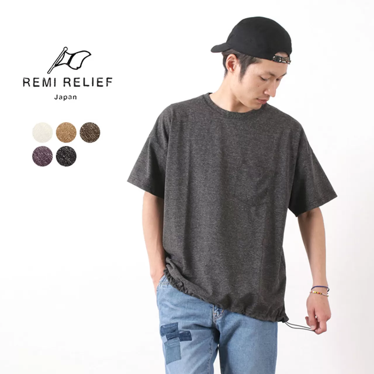 REMI RELIEF Short Sleeves>Polyester Linen Jersey Pocket T