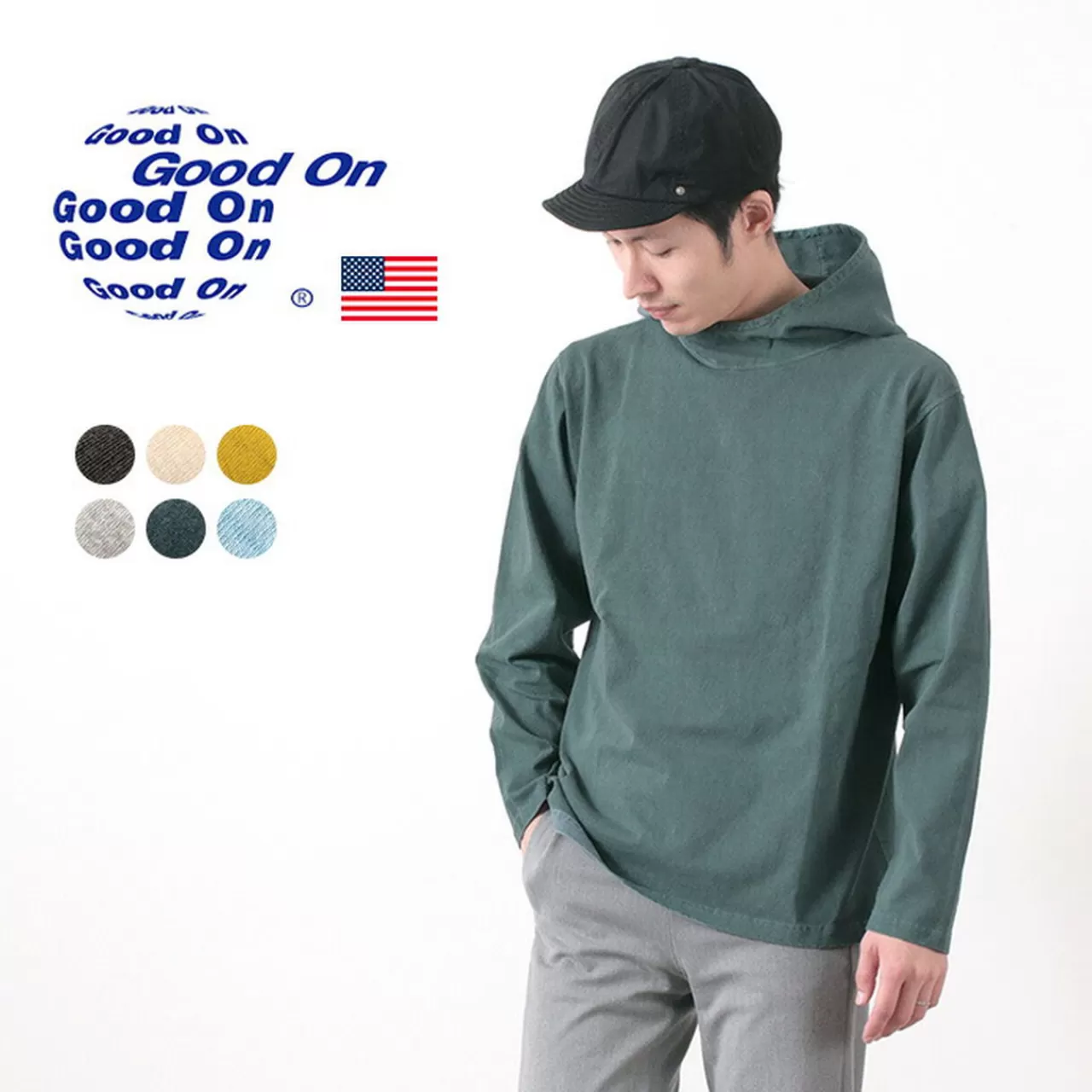 GOOD ON Long Sleeves>Pullover Hooded T-Shirt/Long Sleeves