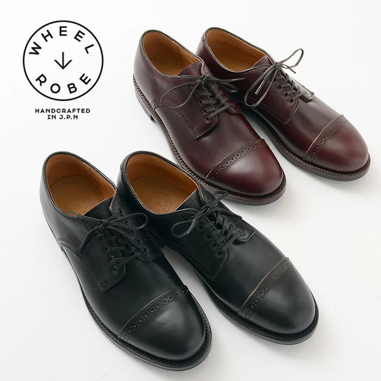 WHEELROBE Boots>Punched Cap Toe Derby Shoes