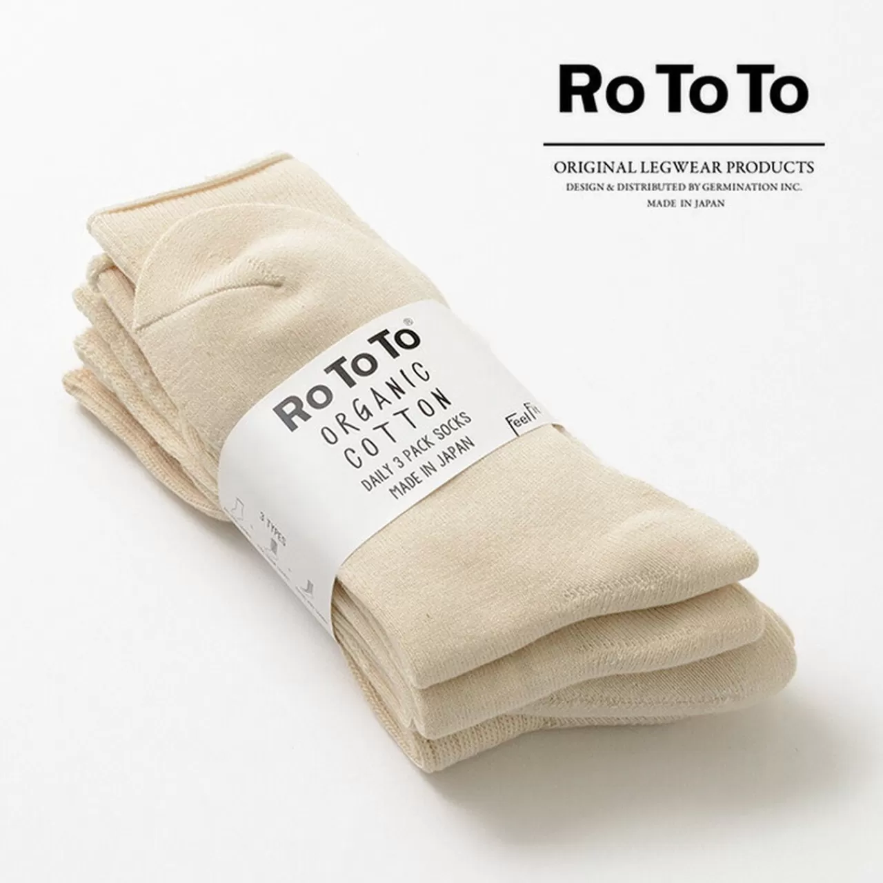 ROTOTO Socks>R1123 Daily 3 Pack Socks Natural