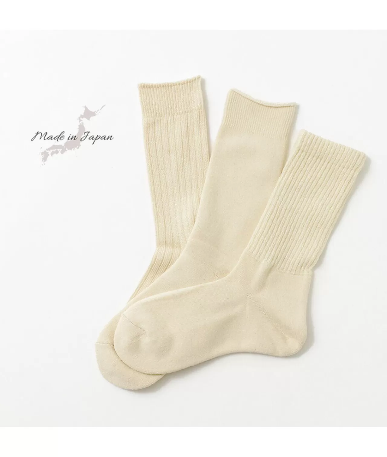 ROTOTO Socks>R1123 Daily 3 Pack Socks Natural