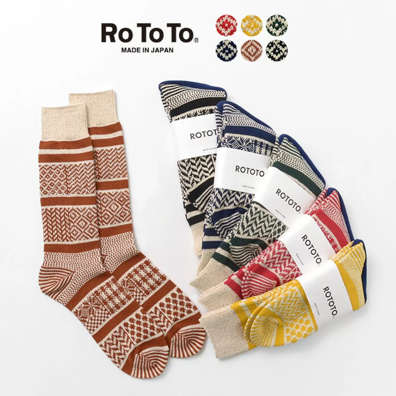 ROTOTO Socks>R1337 Multi Jacquard Crew Socks