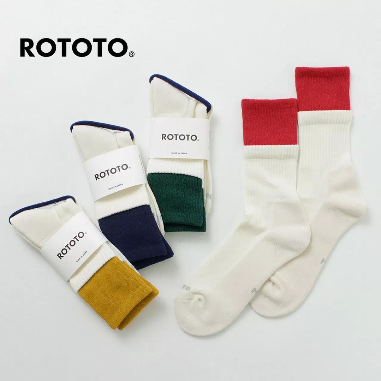 ROTOTO Socks>R1421 Organic Cotton Double Layer Crew Socks