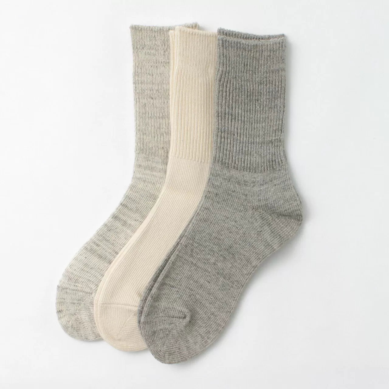 ROTOTO Socks>R1427 Organic Daily 3 Pack Ribbed Crew Socks