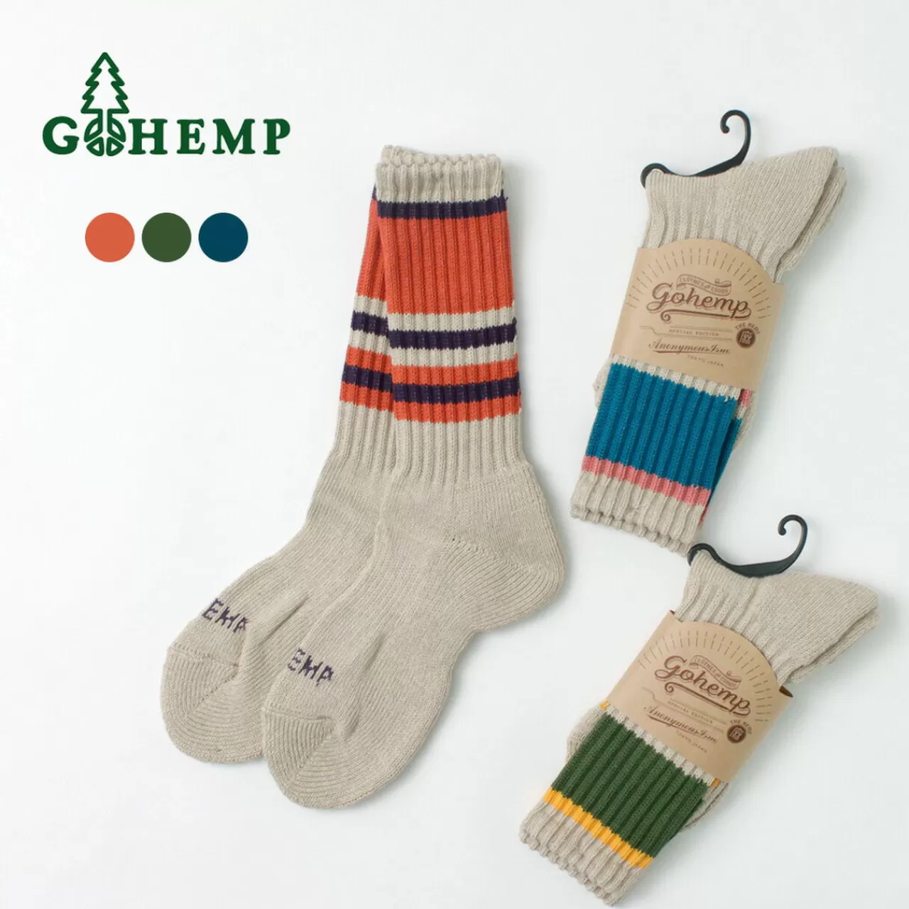 GOHEMP Socks>Random Line Crew Socks