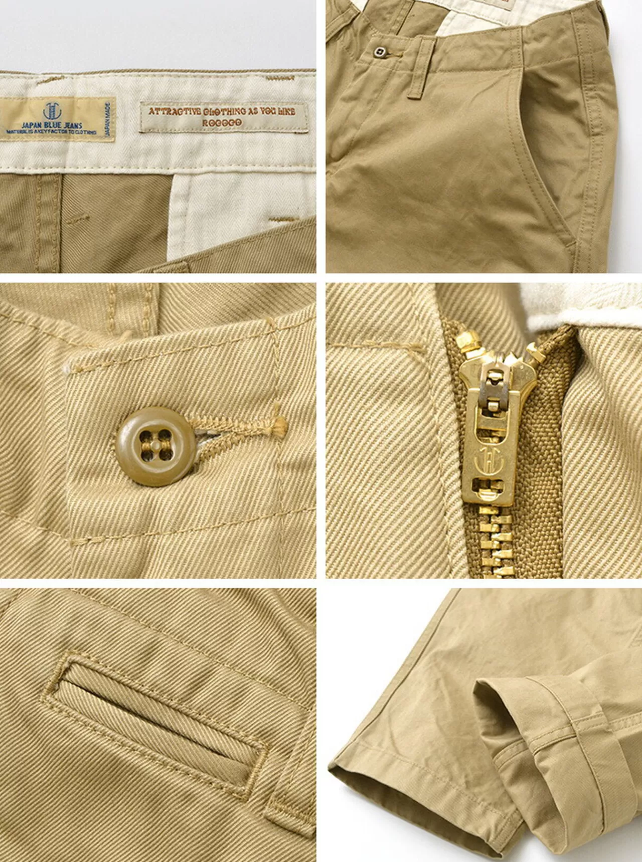 JAPAN BLUE JEANS Trousers>Rjb1610 40/3 High Count Twill Wide Tapered Vintage Chino Beige