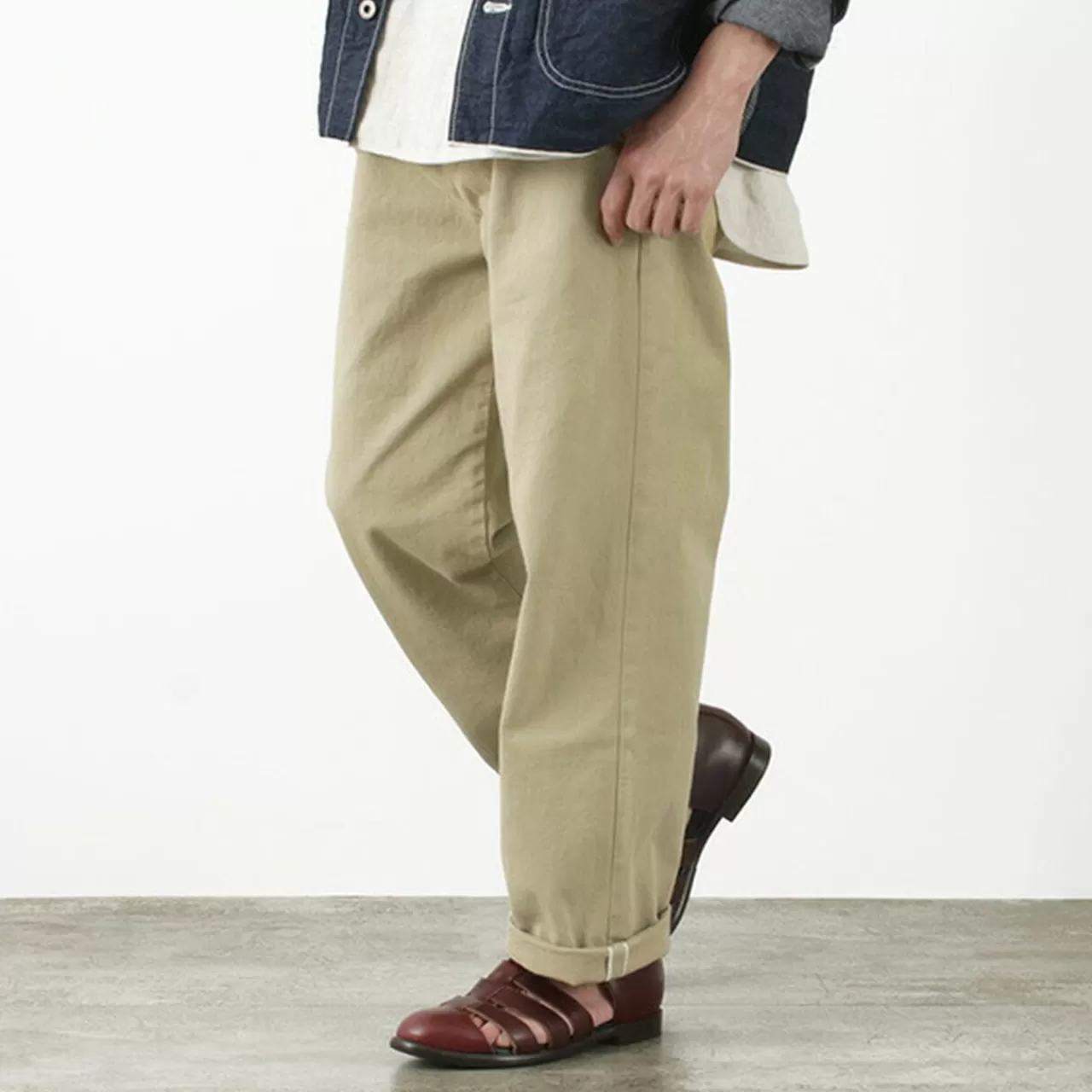 JAPAN BLUE JEANS Trousers>Rjb8020 Special Order 12Oz Selvedge Chino 1-Tuck Wide Trousers Beige
