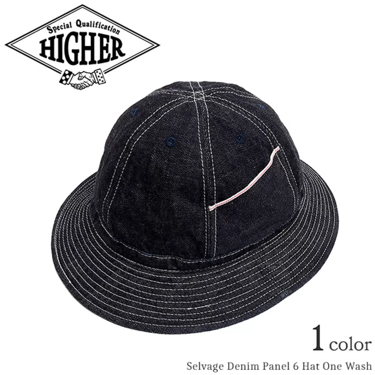 HIGHER Hats>Selvic Denim Panel 6 Onewash