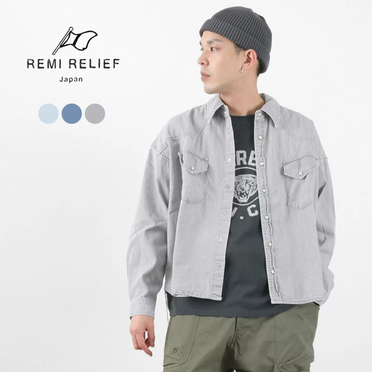 REMI RELIEF Long Sleeves>Short Denim Western Shirt