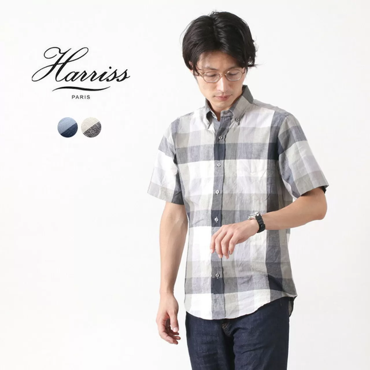 HARRISS Short Sleeves>Short Sleeve Checked Shirt