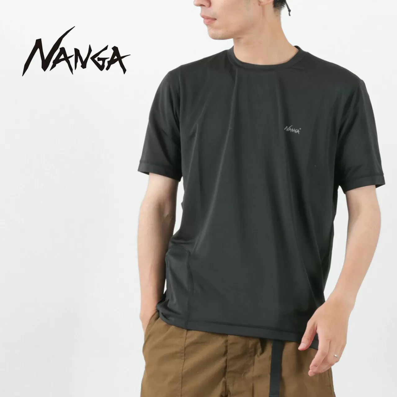 NANGA Short Sleeves>Short Sleeve Rush Guard Black