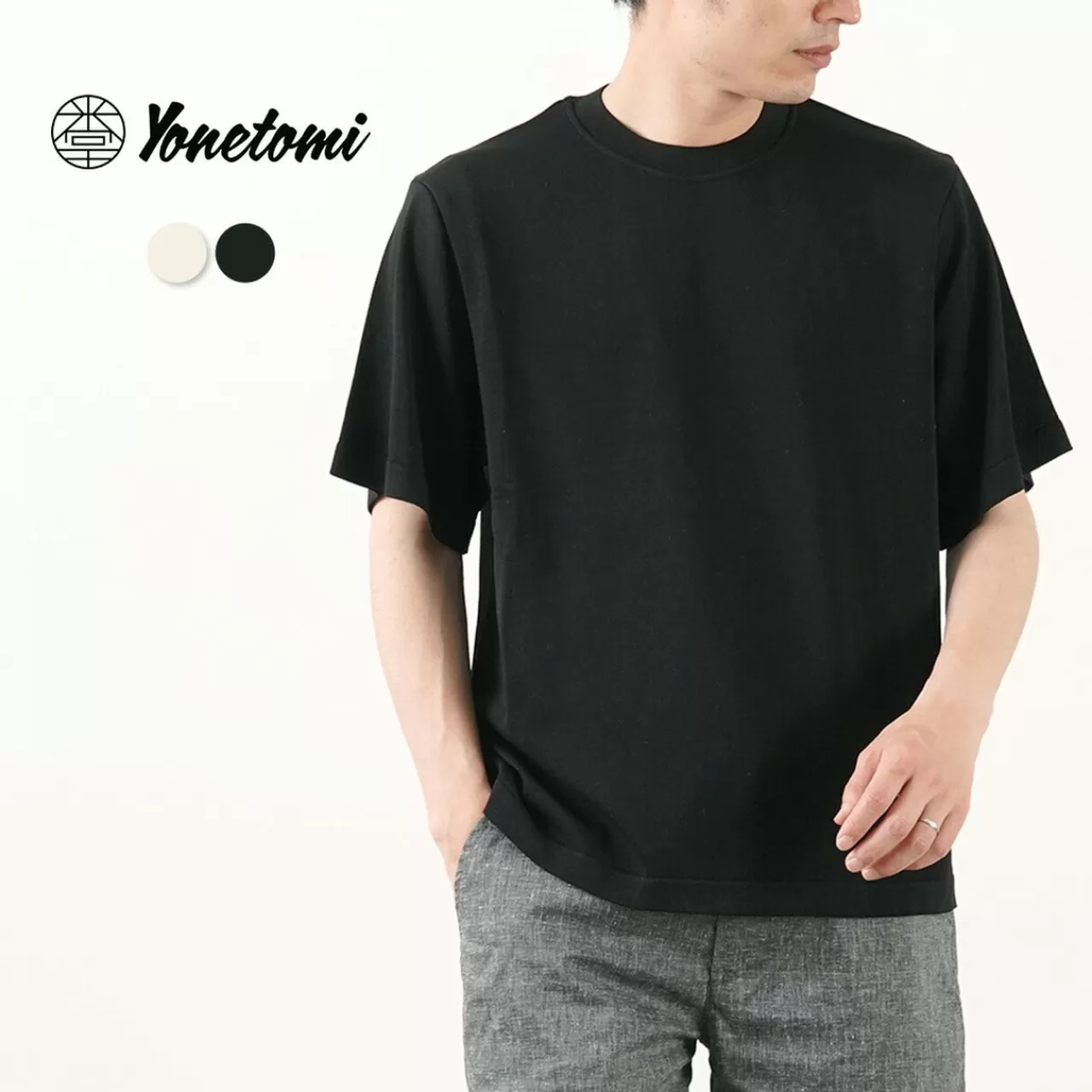 YONETOMI NEW BASIC Short Sleeves>Silk Knit T-Shirt