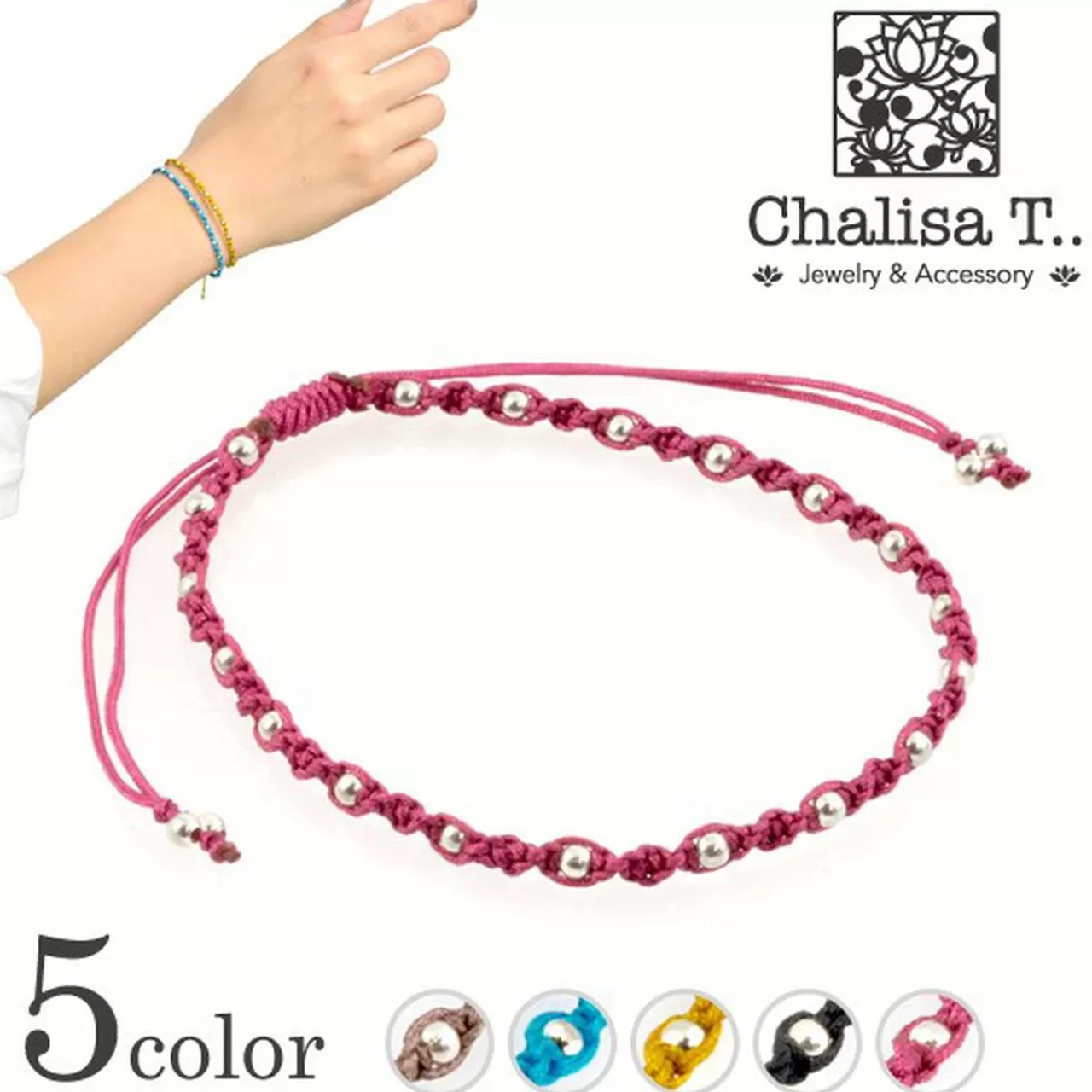 CHALISA T.. Bracelets>Silver Ball Bead Knotting Cord Bracelet