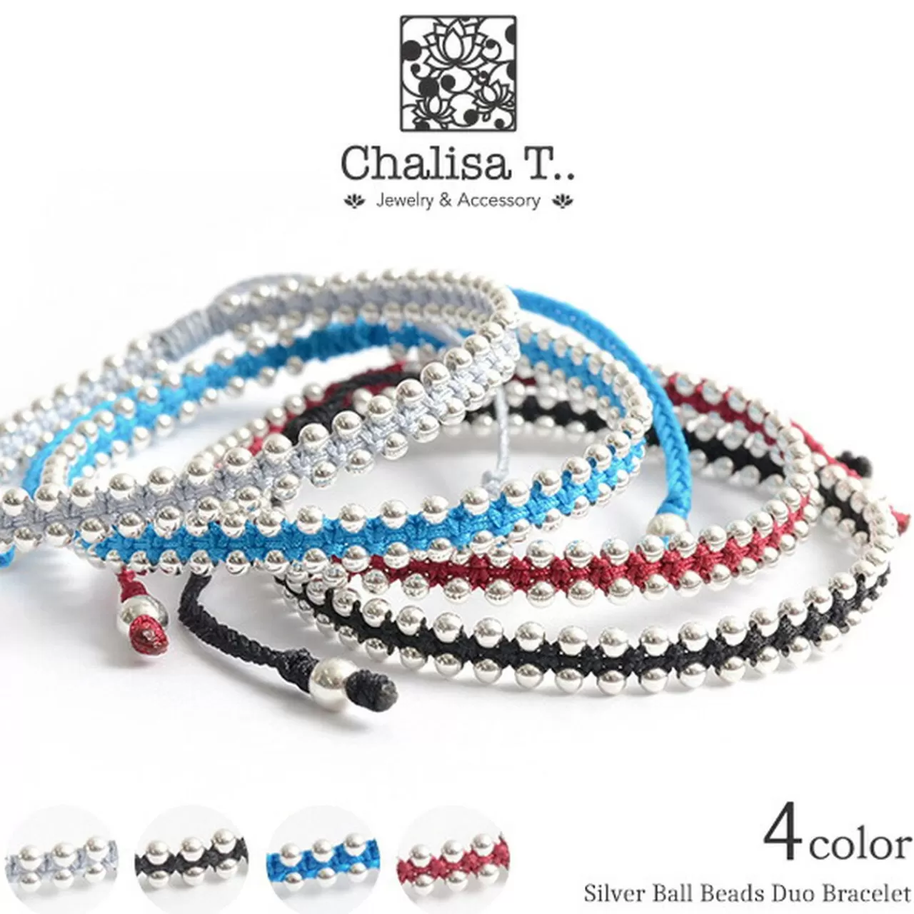 CHALISA T.. Bracelets>Silver Ball Beads Duo Bracelet