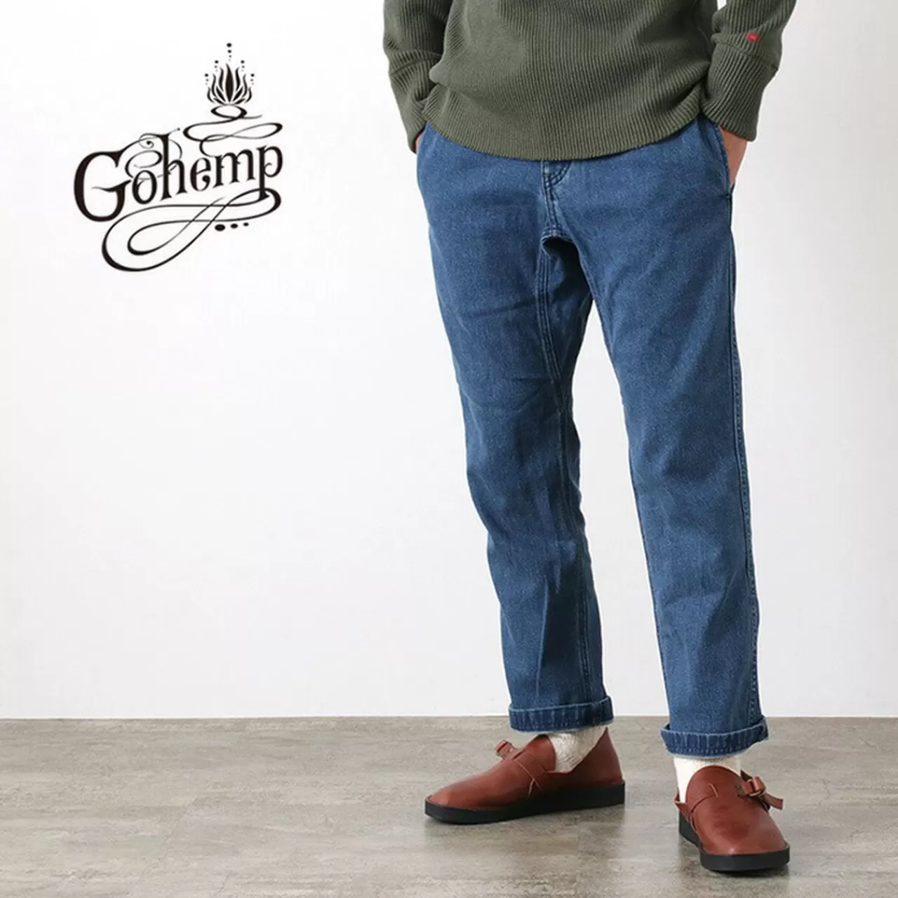 GOHEMP Trousers>Slimline Ribbed Pants/Used Wash Usedwash