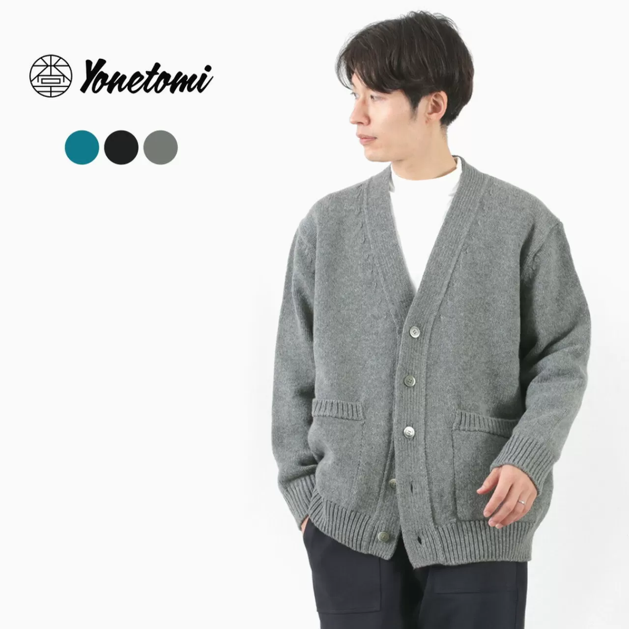 YONETOMI NEW BASIC Cardigan>Soft Lamb Wool Knit Cardigan