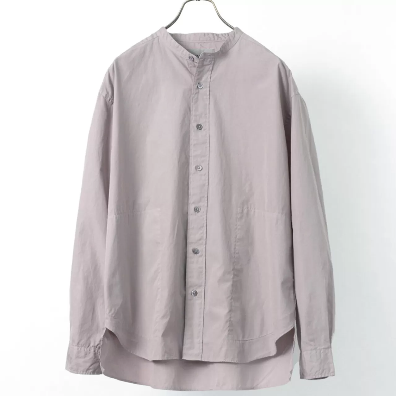 FNOR Long Sleeves>Someo Garment Dyed Band Collar Shirt