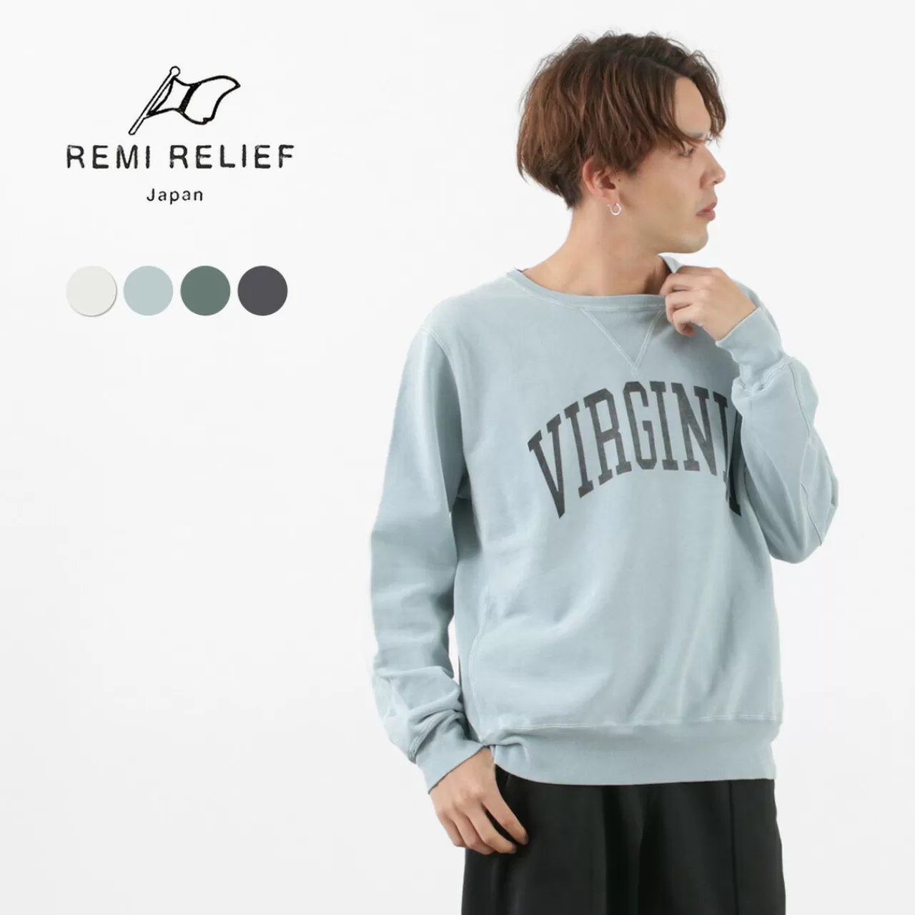 REMI RELIEF Long Sleeves>Sp Processed Back Pile Crew (Virginia) Sweatshirt