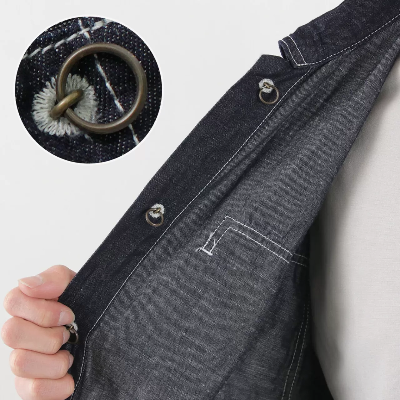 JAPAN BLUE JEANS Jackets>Special Order Cotton Linen Denim Faux Army Pullover Jacket Indigo