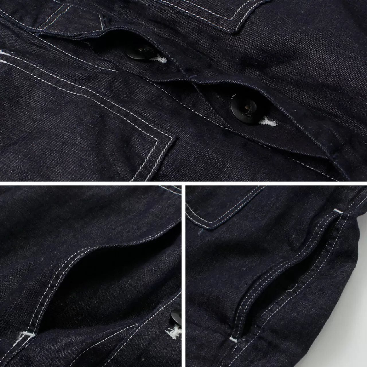 JAPAN BLUE JEANS Jackets>Special Order Cotton Linen Denim Faux Army Pullover Jacket Indigo