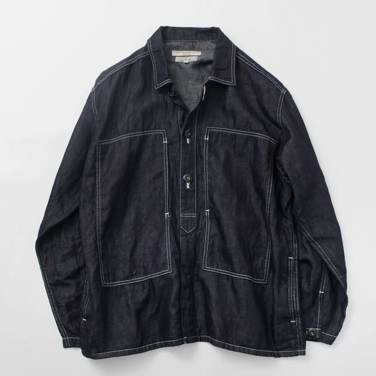 JAPAN BLUE JEANS Jackets>Special Order Cotton Linen Denim Faux Army Pullover Jacket Indigo