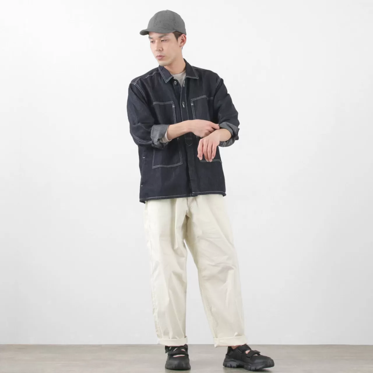 JAPAN BLUE JEANS Jackets>Special Order Cotton Linen Denim Faux Army Pullover Jacket Indigo