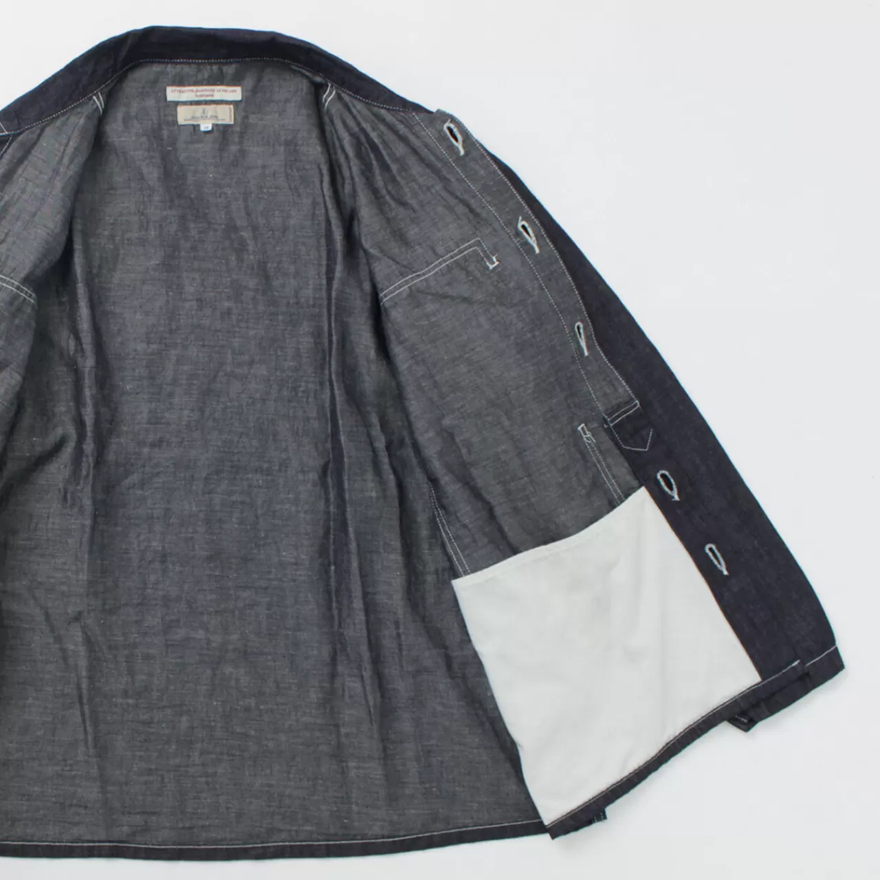 JAPAN BLUE JEANS Jackets>Special Order Cotton Linen Denim Faux Army Pullover Jacket Indigo