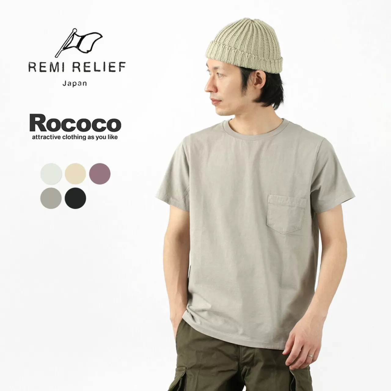 REMI RELIEF Short Sleeves>Special Order Lw Processed Crew Neck Pocket T-Shirt