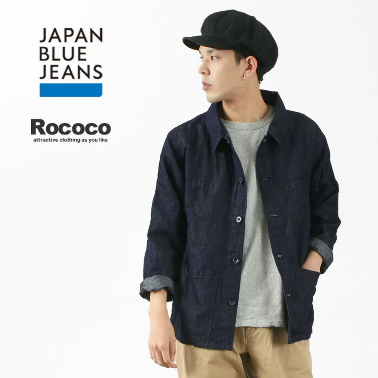 JAPAN BLUE JEANS Jackets>Special Order Rjb7070 Summer French Coverall Jacket Cotton Linen Denim Indigo