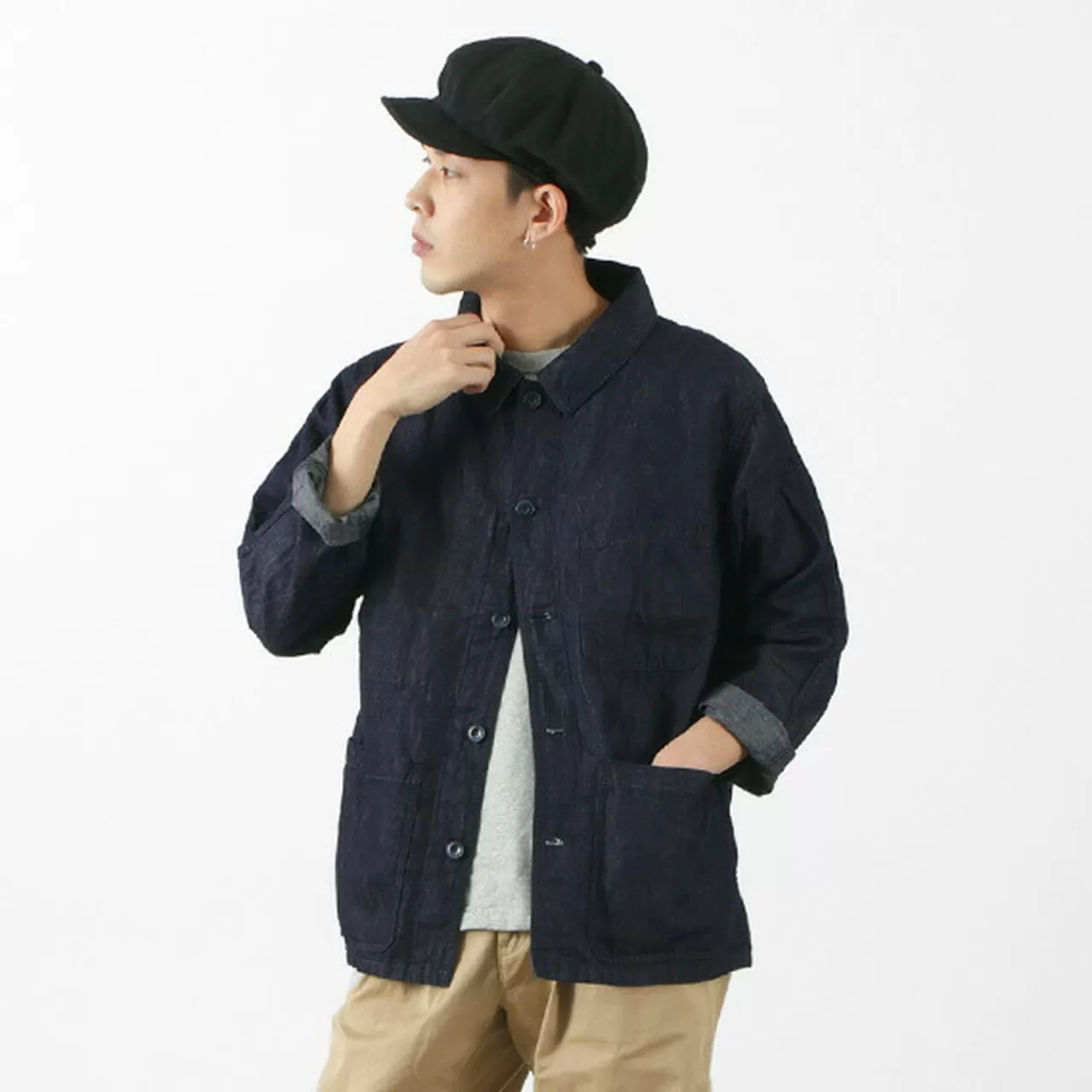JAPAN BLUE JEANS Jackets>Special Order Rjb7070 Summer French Coverall Jacket Cotton Linen Denim Indigo