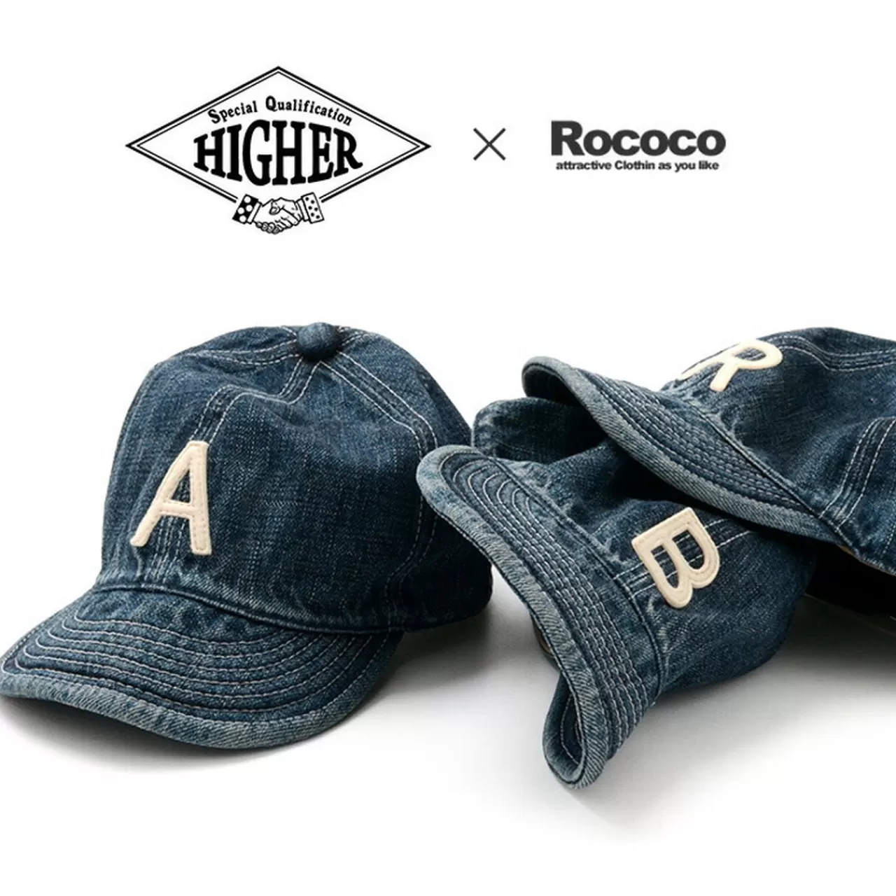 HIGHER Hats>Special Order Selvage Denim Cap With Initials Badge Indigo