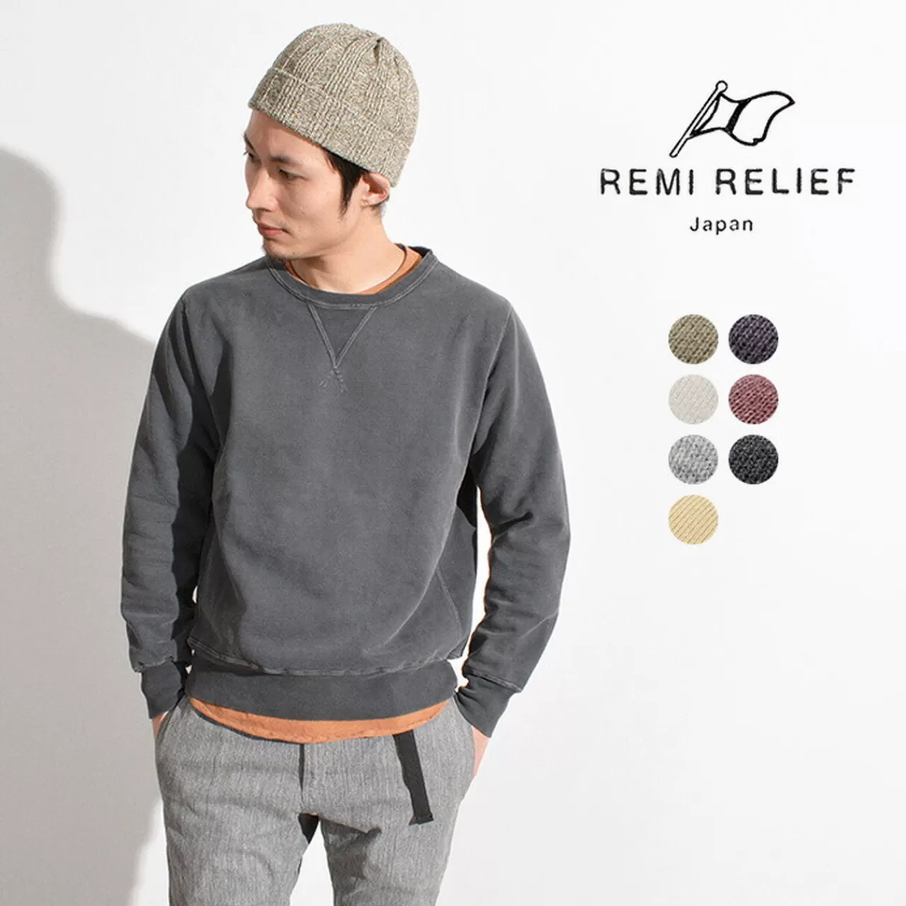 REMI RELIEF Long Sleeves>Special Remake Lined Crew Sweatshirt