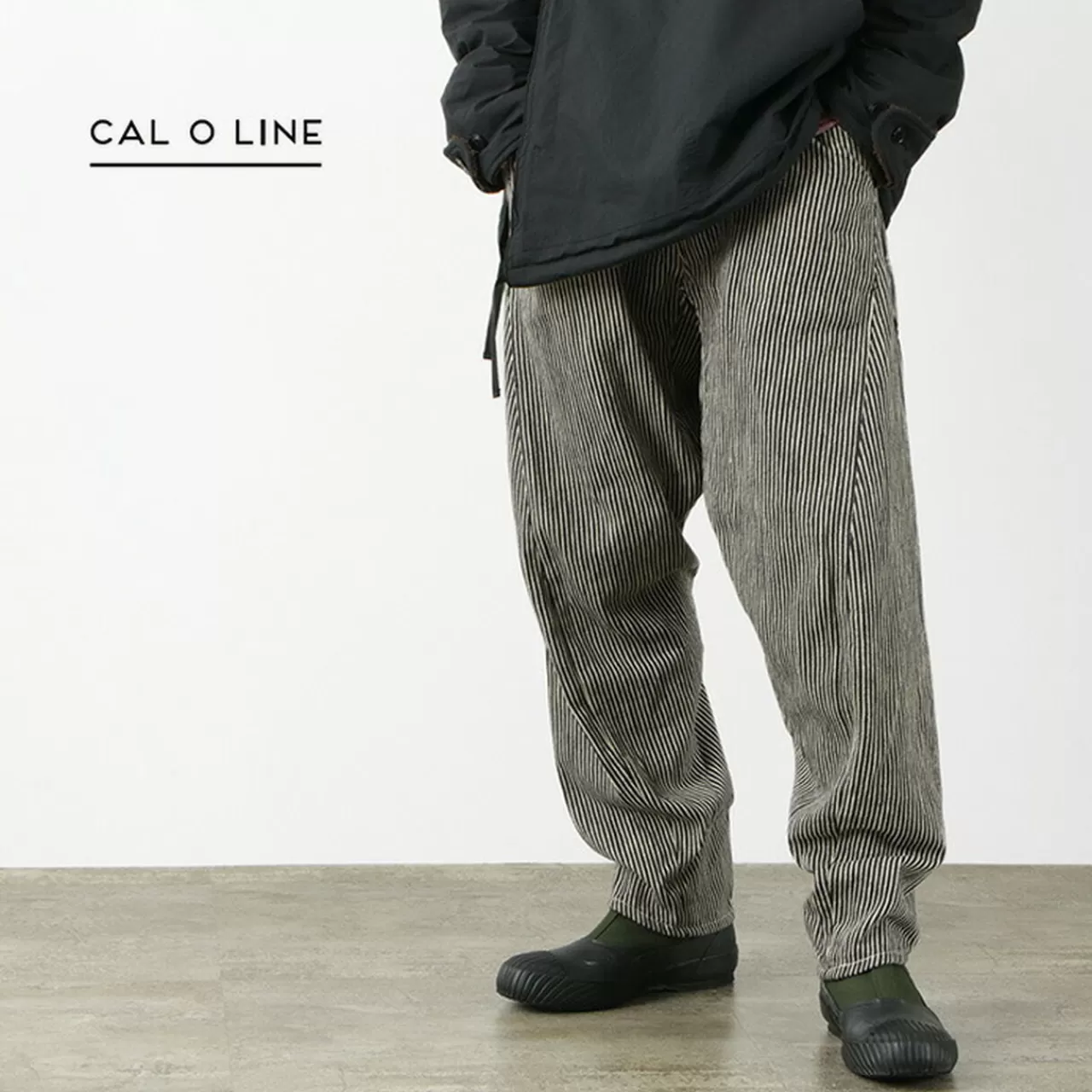 CAL O LINE Trousers>Striped Barrel Painter Pants Charcoal