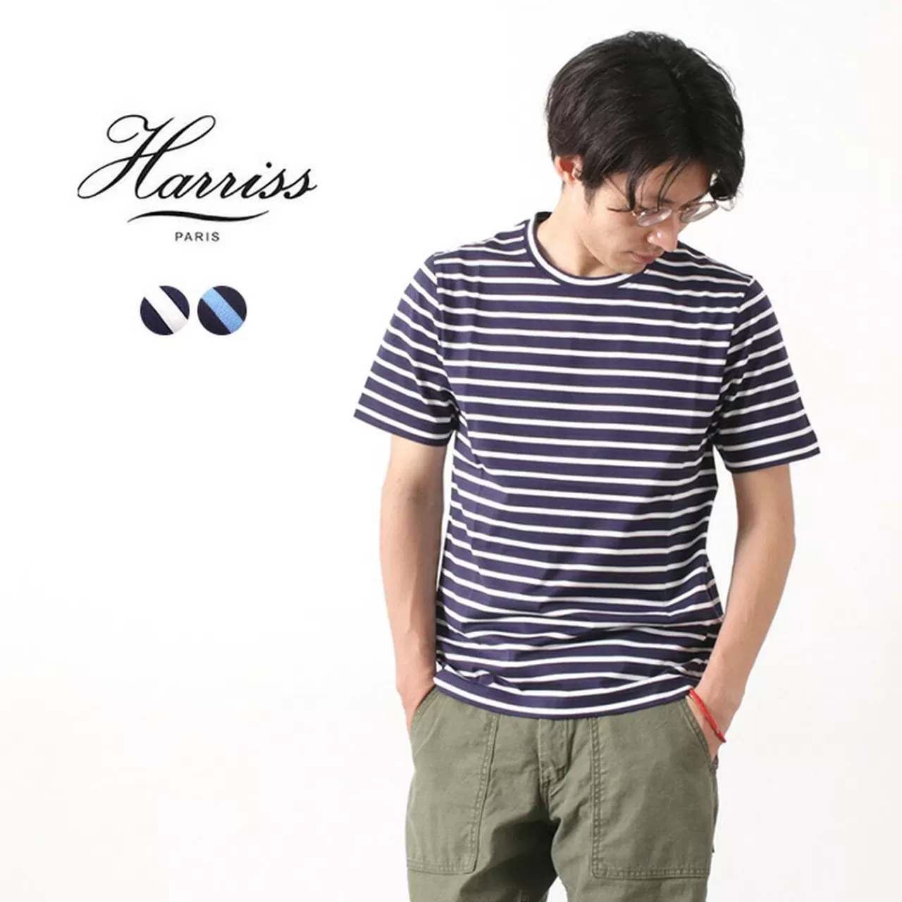 HARRISS Short Sleeves>Striped Cut & Sewn