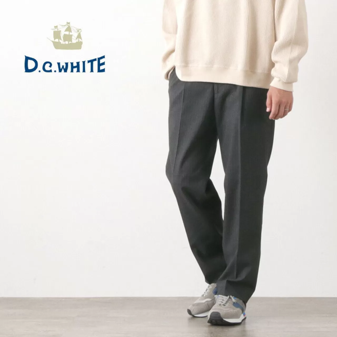 D.C.WHITE Trousers>Striped Trousers Charcoal