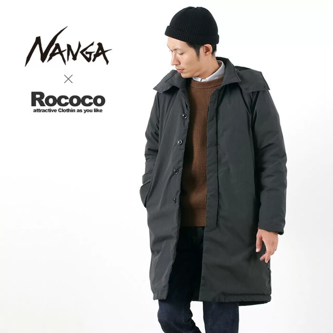 NANGA Coats>Takivi Down Coat Charcoal