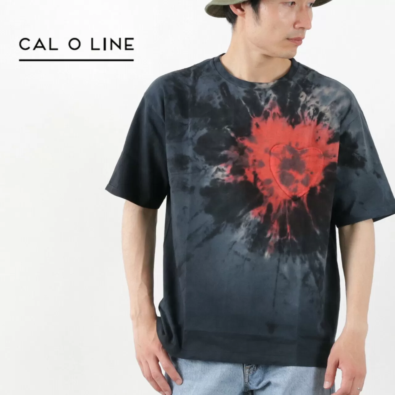 CAL O LINE Short Sleeves>Tie Dye Heart Pocket Short Sleeve T-Shirt Tiedyea