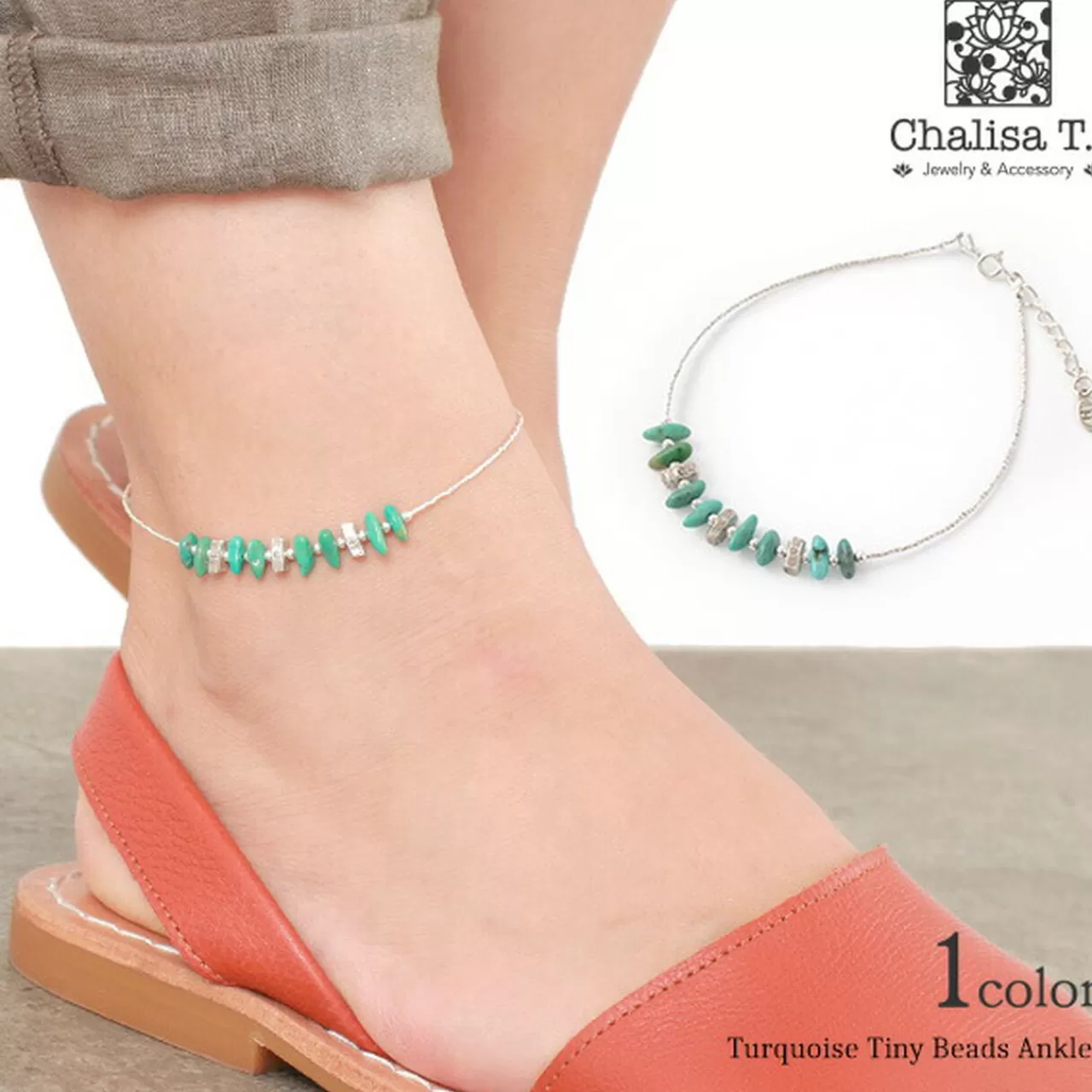 CHALISA T.. Anklets>Tiny Beads Anklet Turquoise