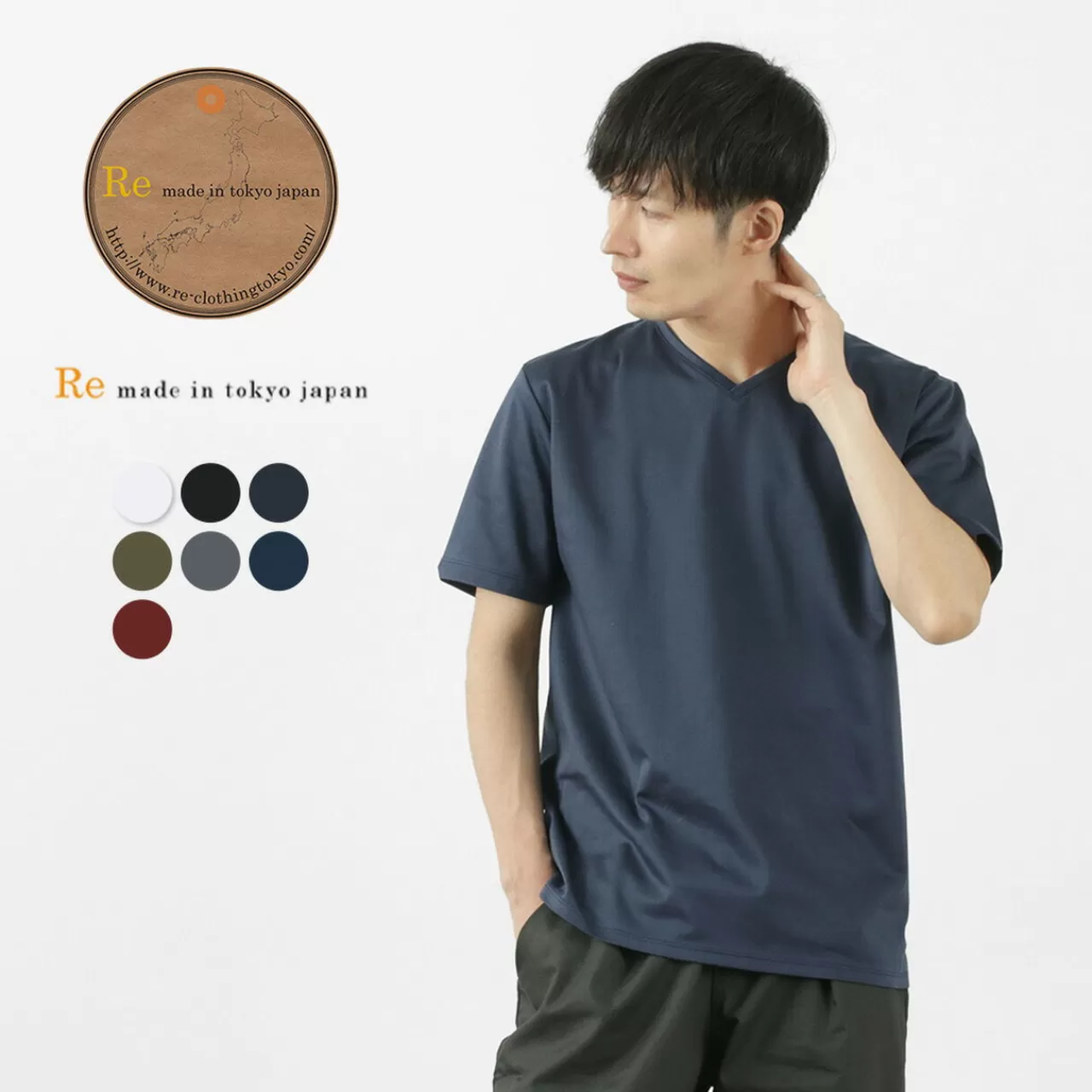 RE MADE IN TOKYO JAPAN Short Sleeves>Tokyo Made Dress T-Shirt V-Neck