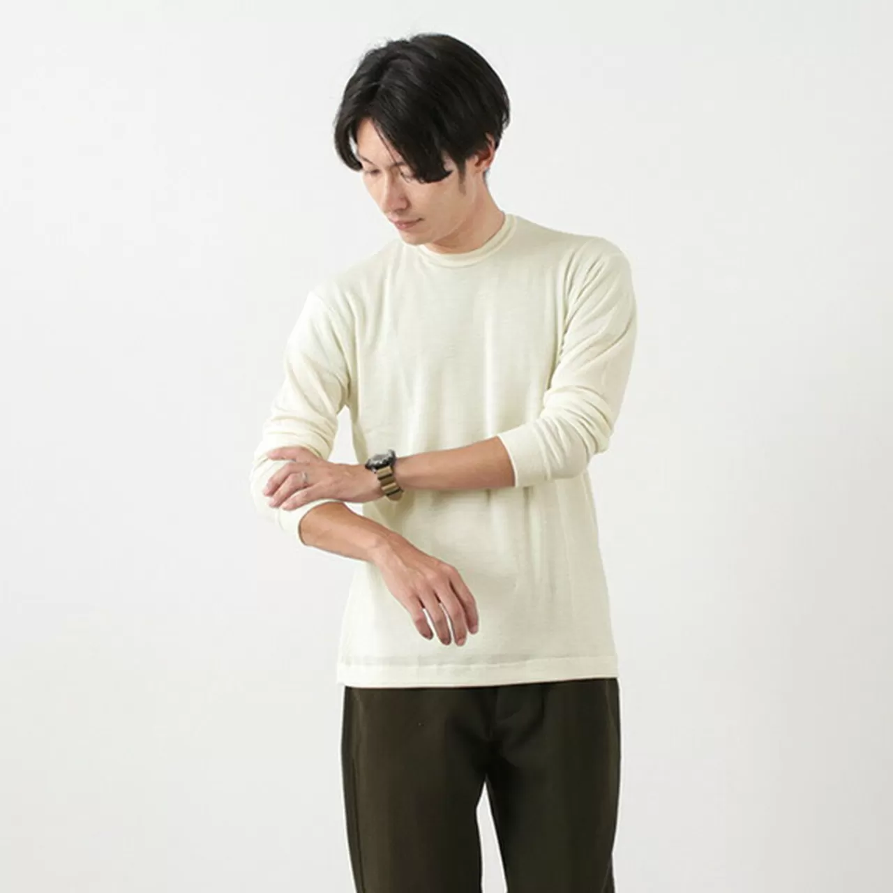 GICIPI Long Sleeves>Topo Wool Silk Long Sleeve Tee/Lana Seta Uno Per Uno