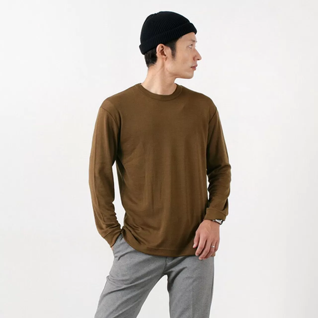 GICIPI Long Sleeves>Topo Wool Silk Long Sleeve Tee/Lana Seta Uno Per Uno