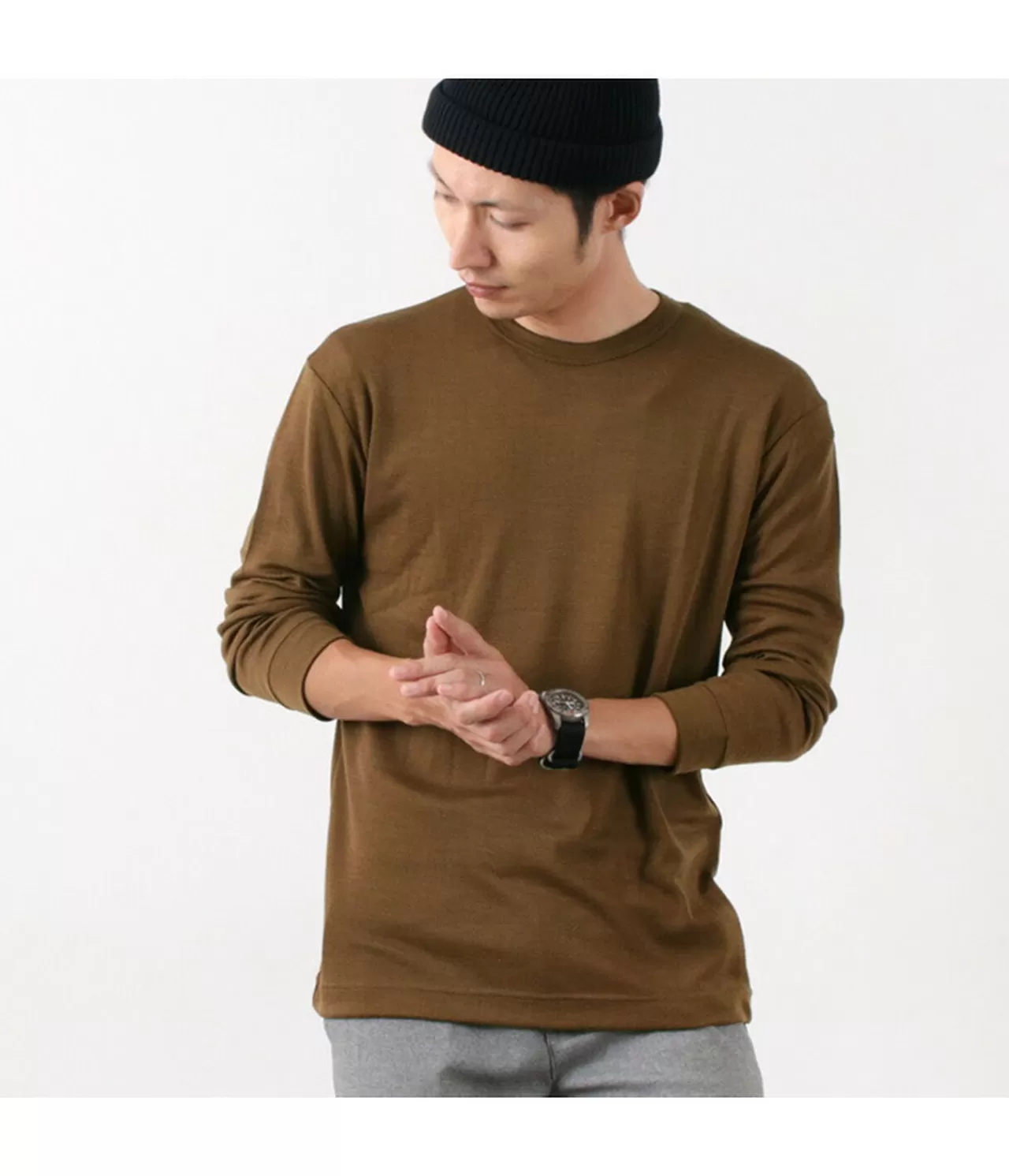 GICIPI Long Sleeves>Topo Wool Silk Long Sleeve Tee/Lana Seta Uno Per Uno