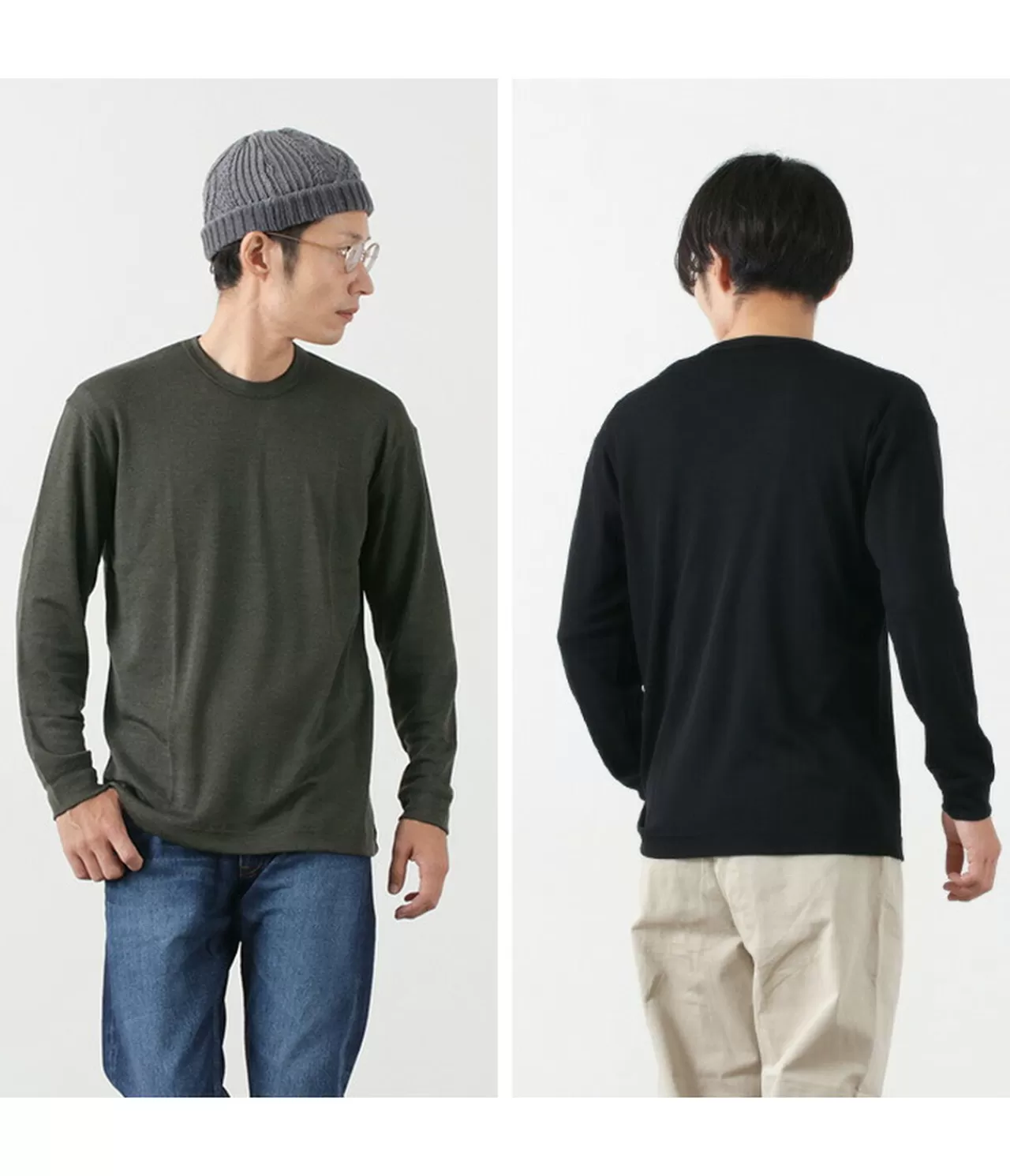 GICIPI Long Sleeves>Topo Wool Silk Long Sleeve Tee/Lana Seta Uno Per Uno