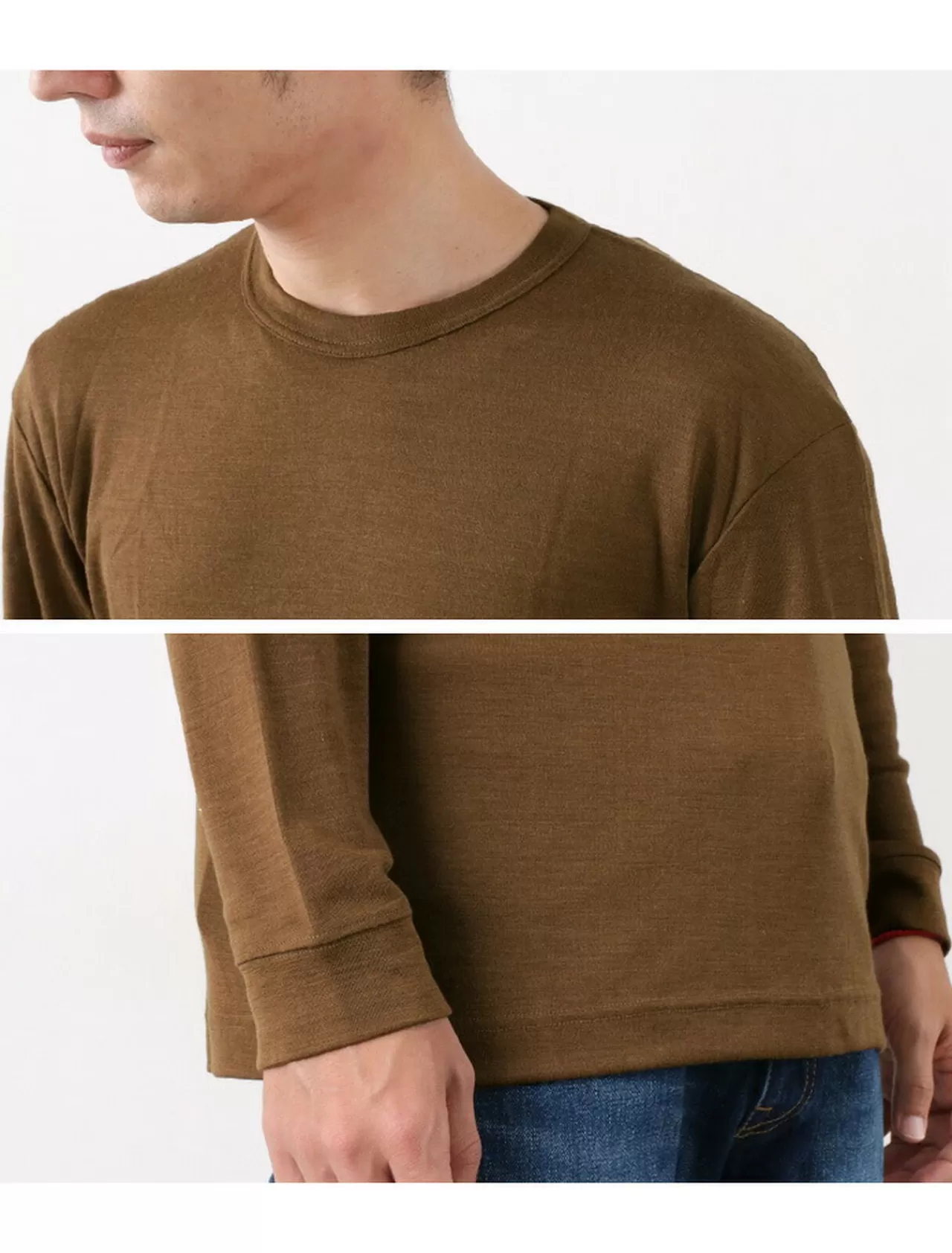 GICIPI Long Sleeves>Topo Wool Silk Long Sleeve Tee/Lana Seta Uno Per Uno