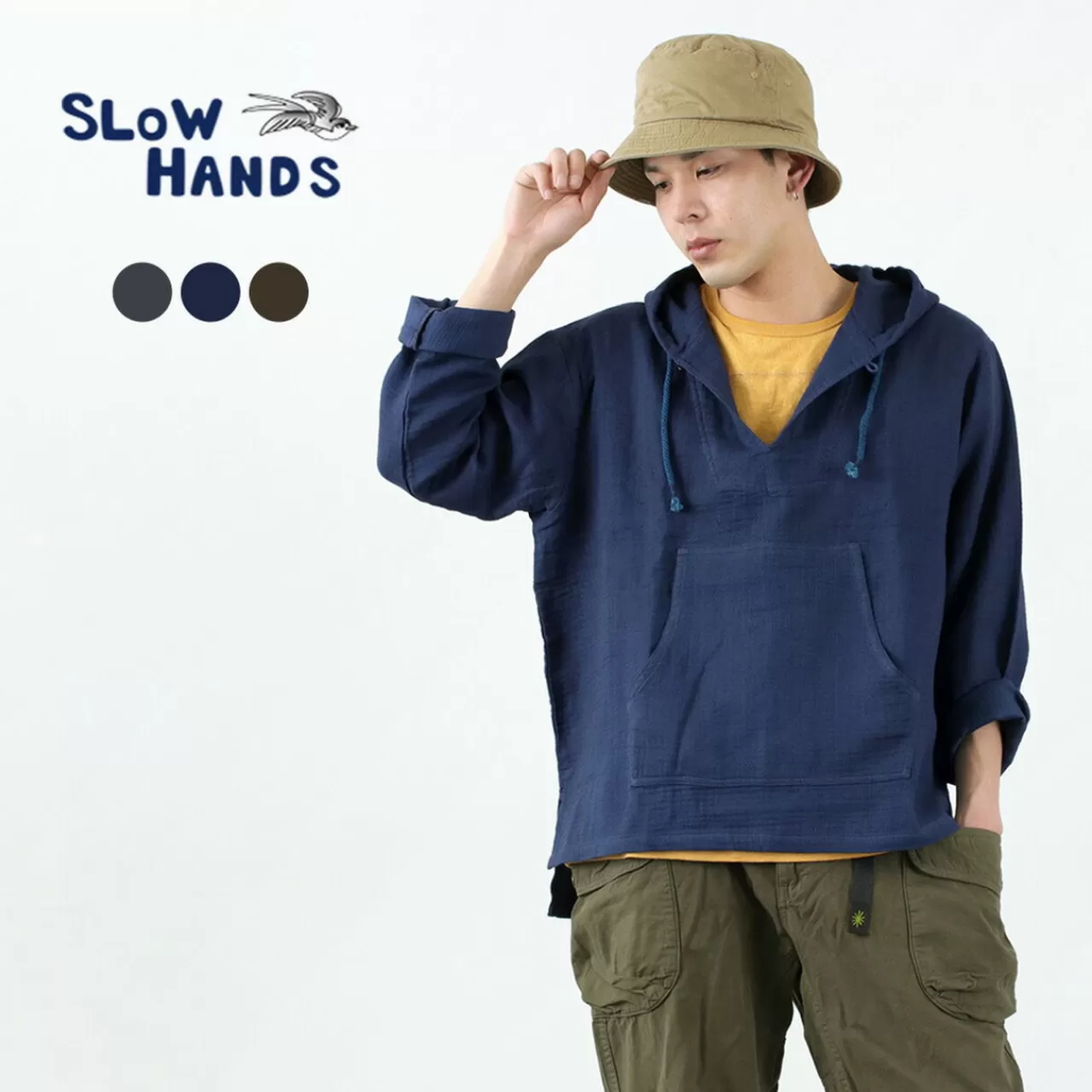 SLOW HANDS Long Sleeves>Triple Gauze Mexican Parka