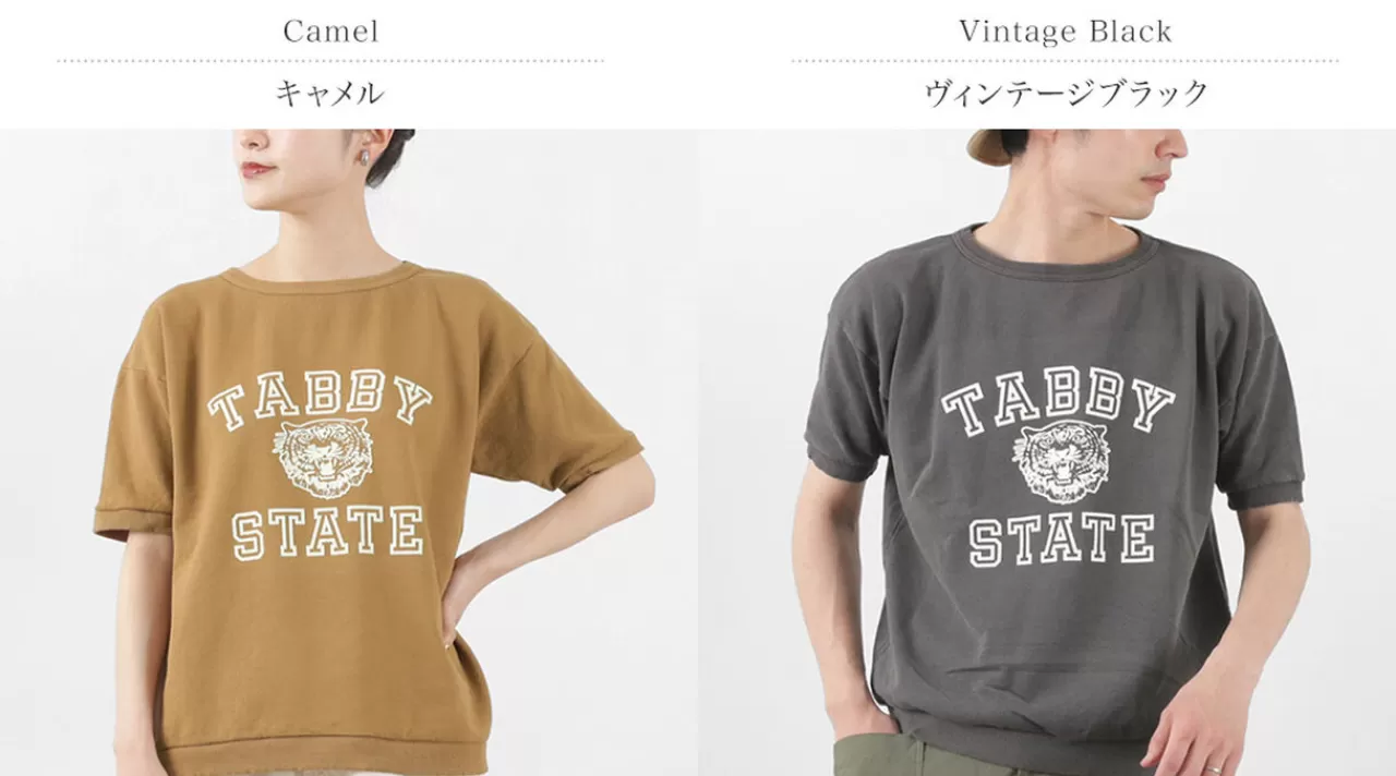 MIXTA Short Sleeves>Vintage Print Short Sleeve Sweatshirt