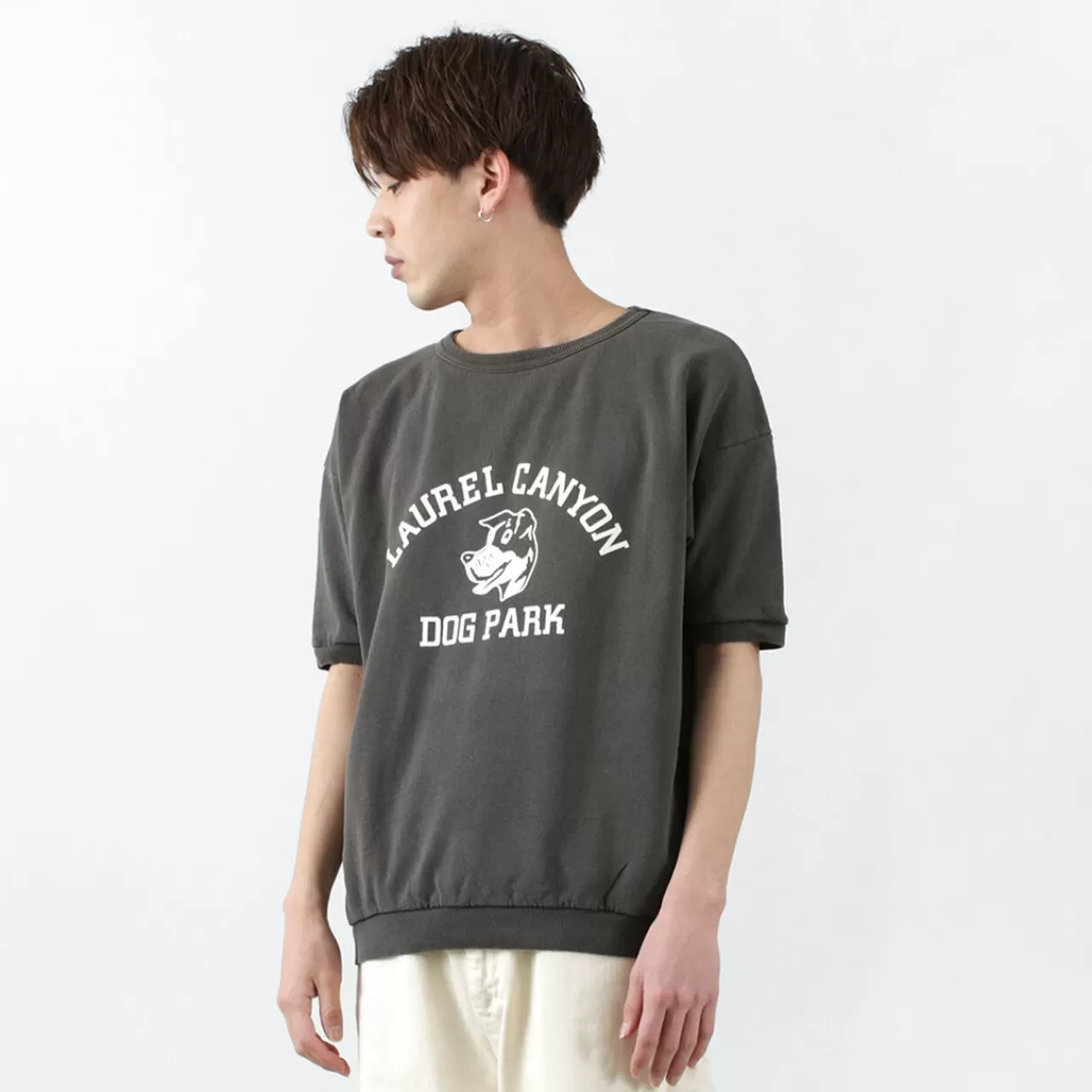 MIXTA Short Sleeves>Vintage Short Sleeve Printed Sweatshirt (Dog Park) Vintageblack