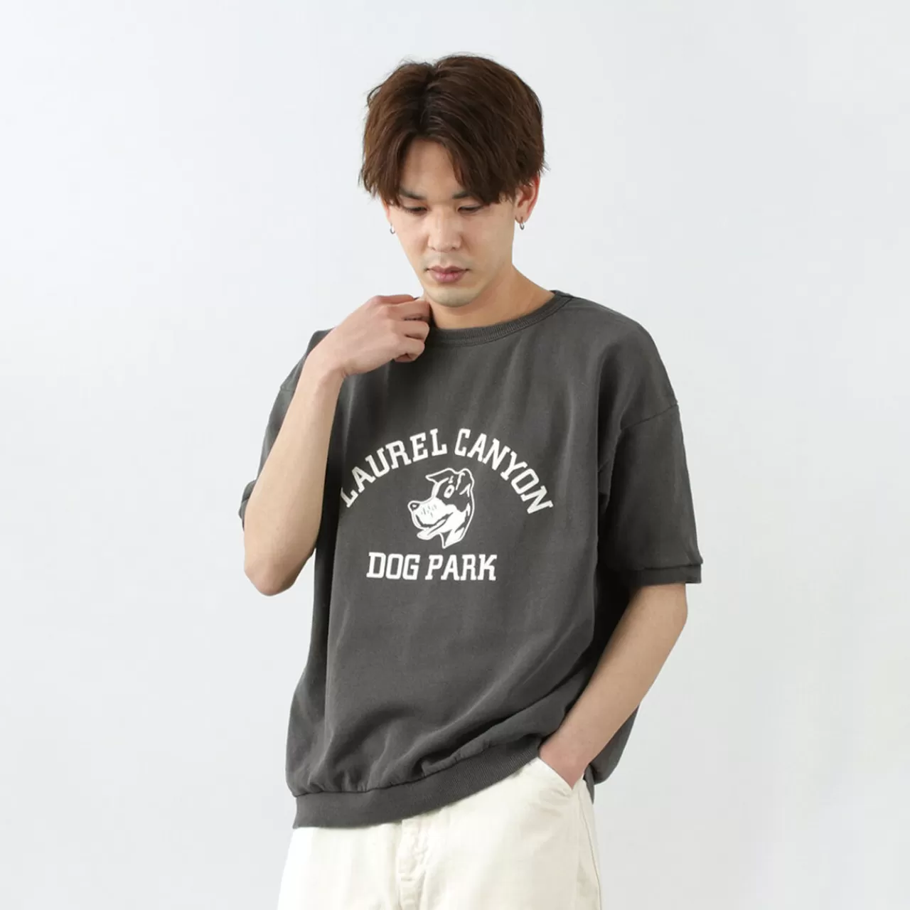 MIXTA Short Sleeves>Vintage Short Sleeve Printed Sweatshirt (Dog Park) Vintageblack