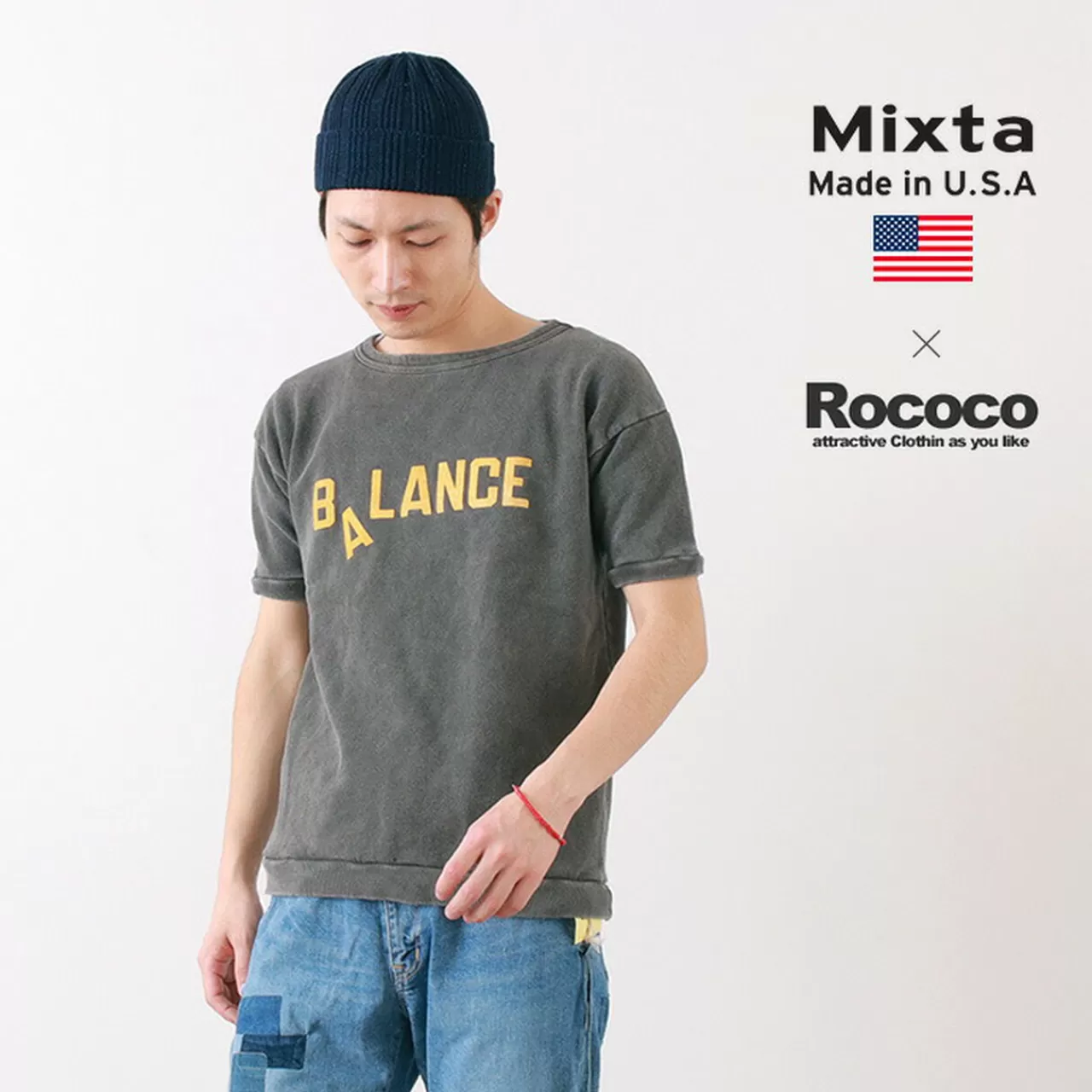 MIXTA Short Sleeves>Vintage Short-Sleeved Printed Sweatshirt (Valance) Vintageblack