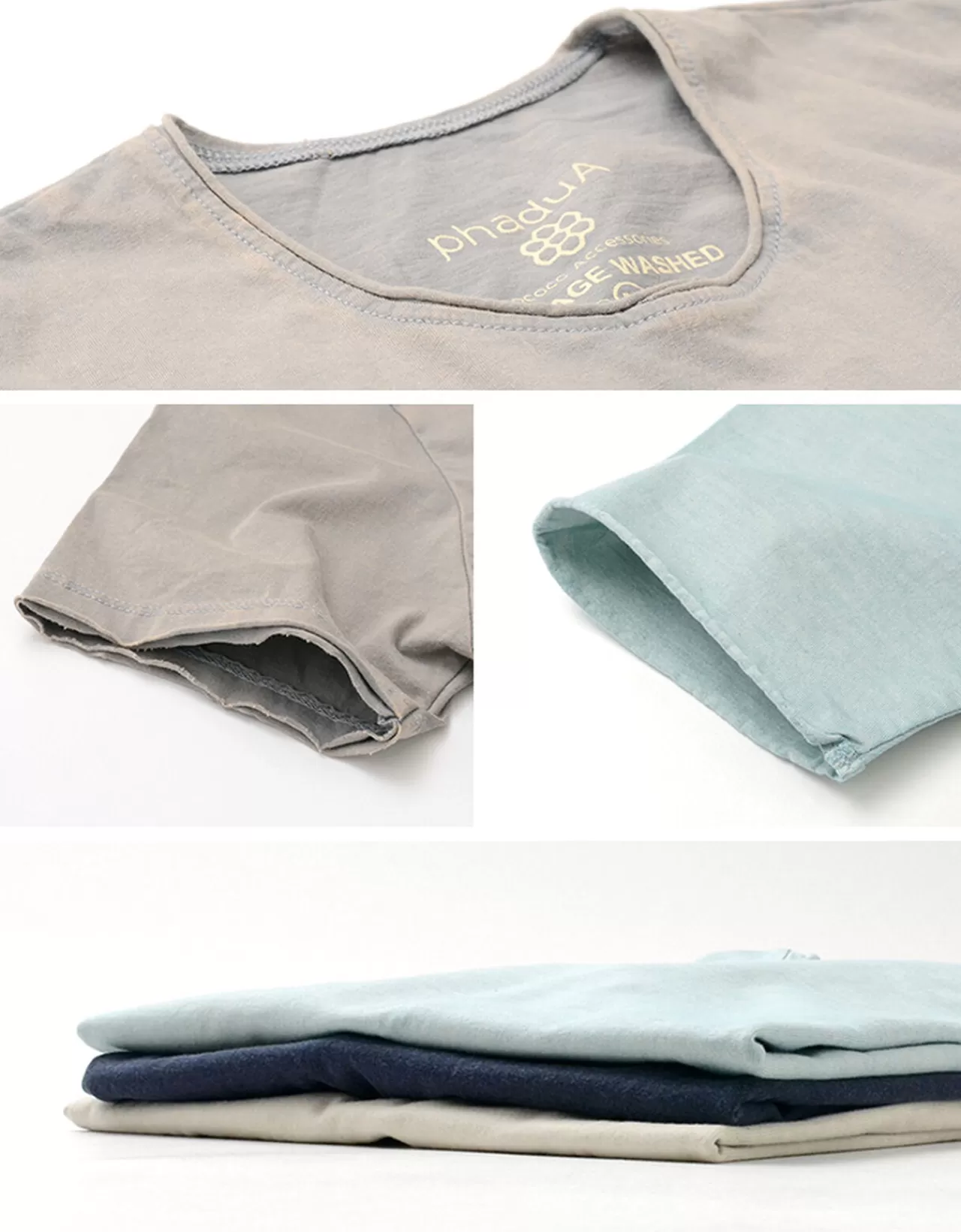 PHADUA Short Sleeves>Vintage Washed Crew Neck T-Shirt